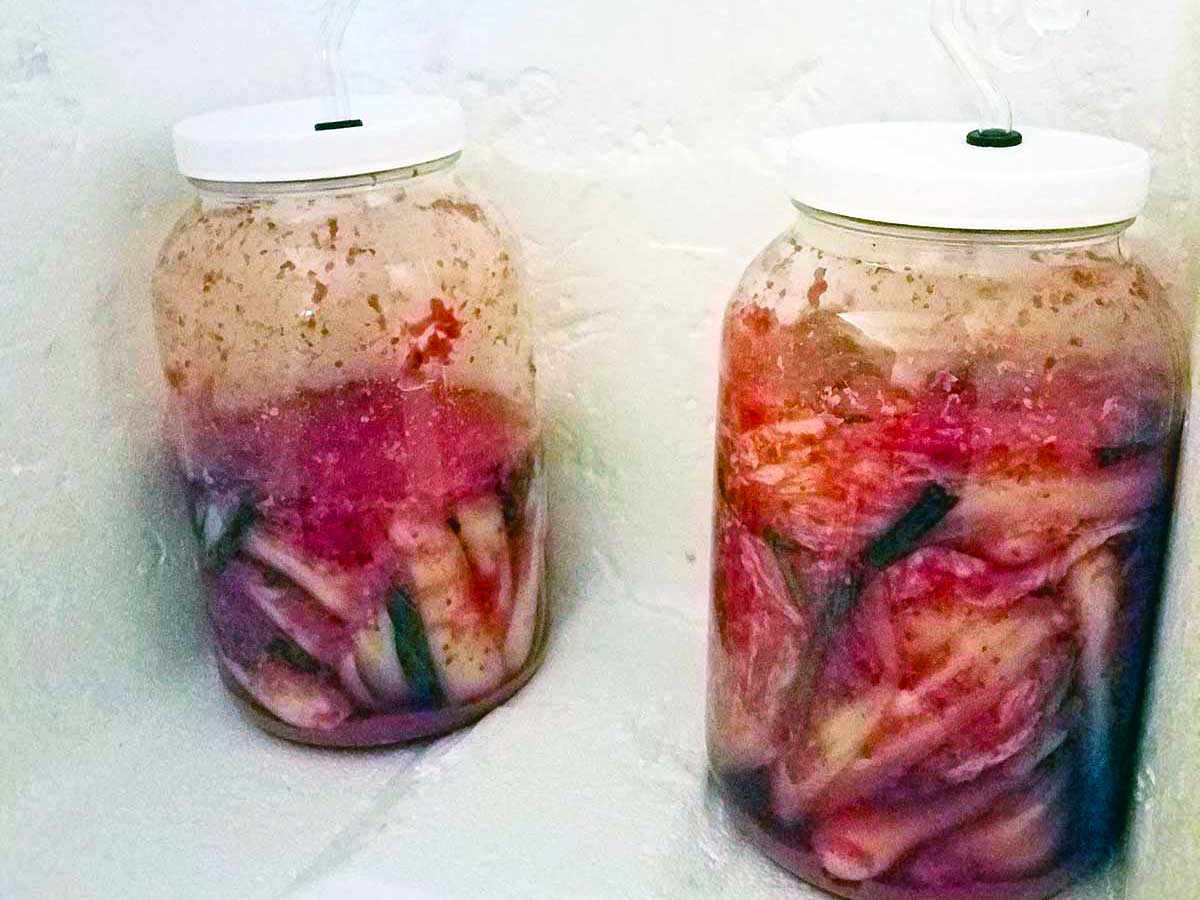 Fermenting Kimchi in airlock jars