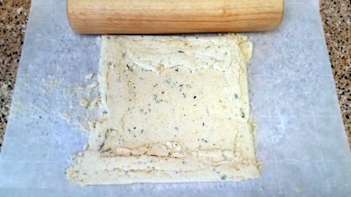Rolling out shortbread pastry