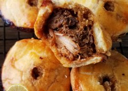 Molasses cured pork pies in hot water pastry crust
