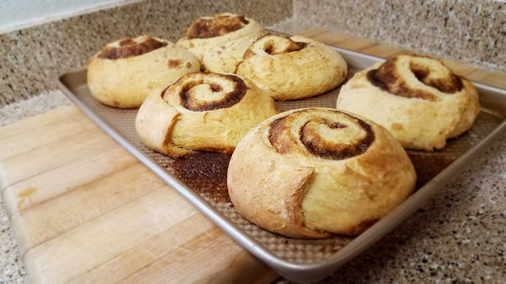 Cinnamon rolls fresh from the oven.