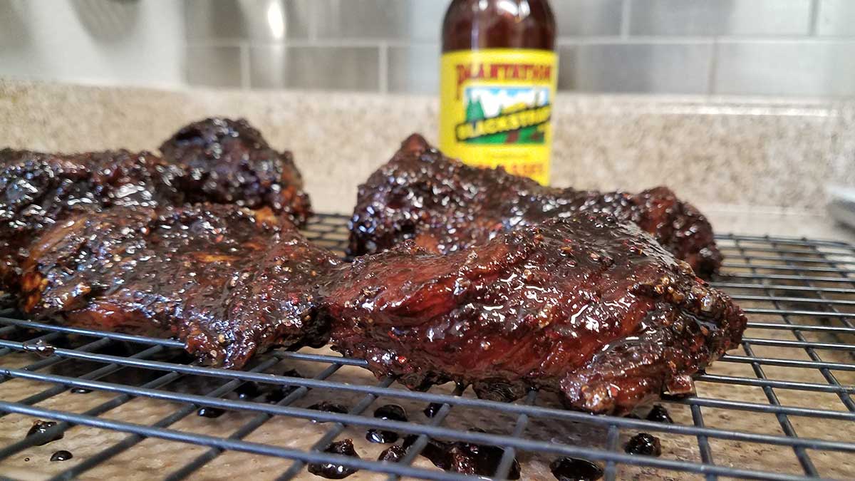 Pork loin marinated in spices and molasses