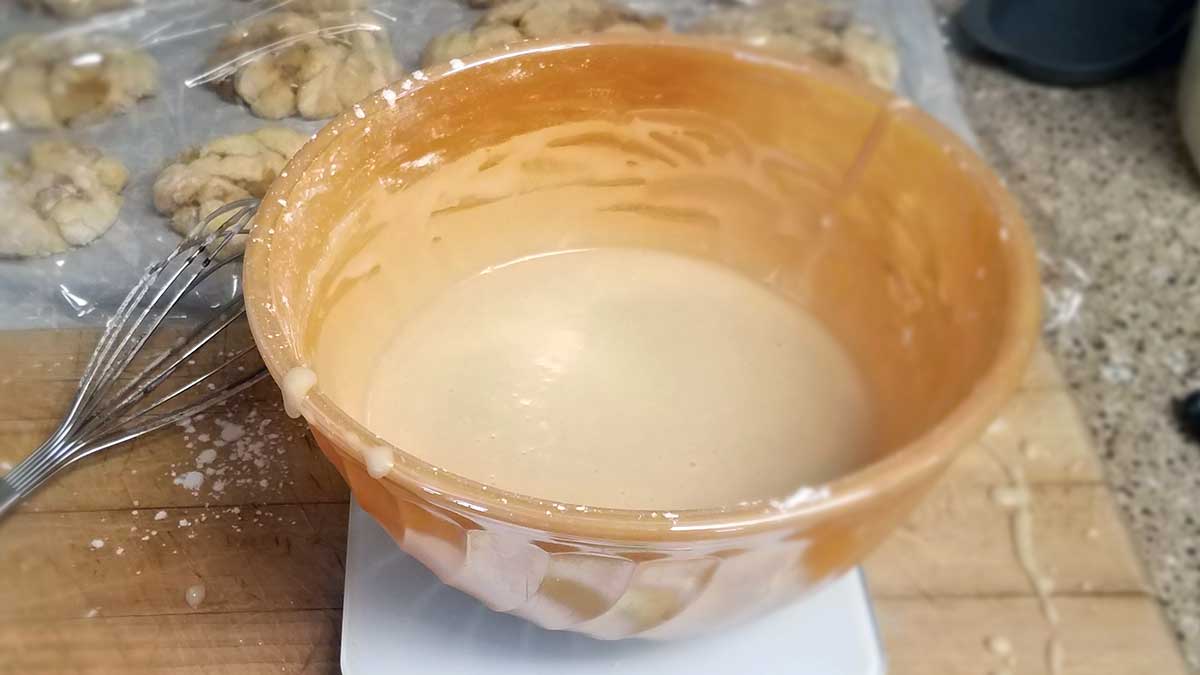 Maple glaze for apple fritters.