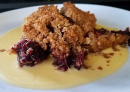 Seasonal Fruit Crisp with Vanilla Custard